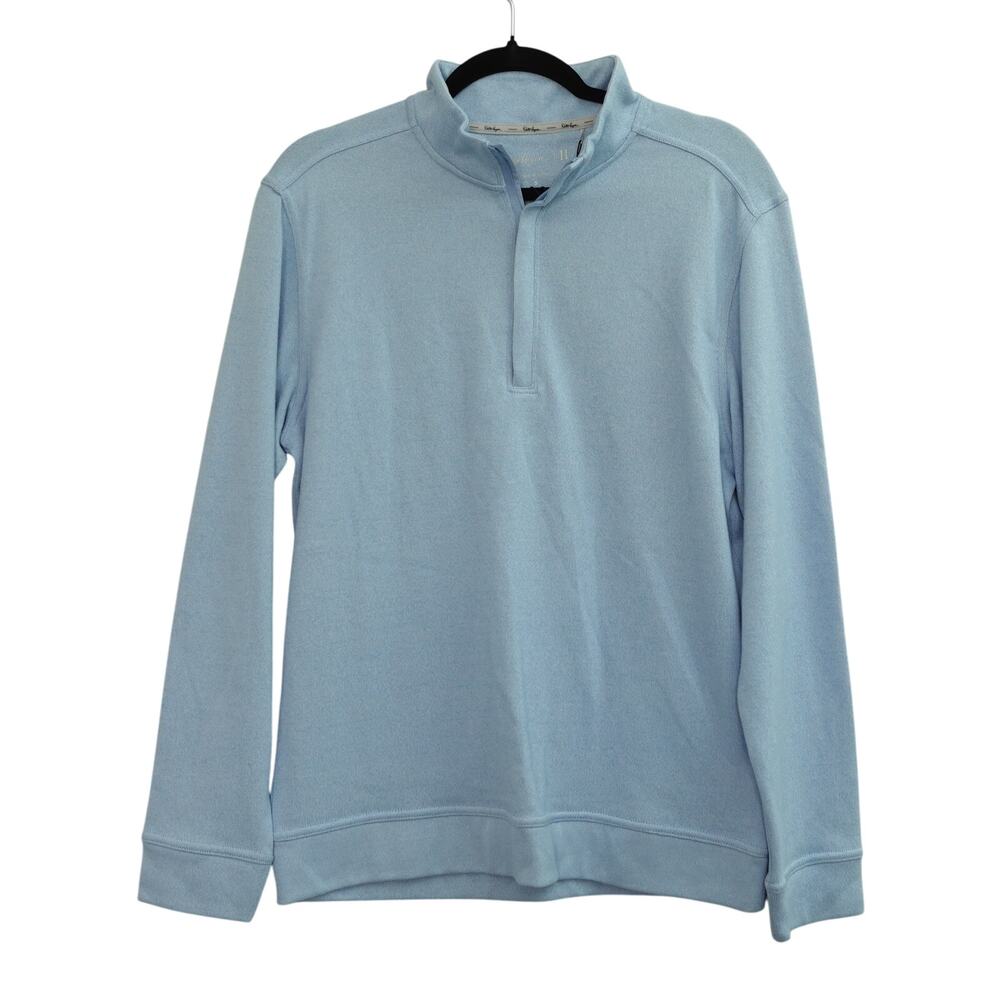 NWT Walter Hagen Mens Sweater 11 Midweight 1/4 Zip Pullover Daybreak Blue Size S